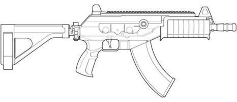 style d'art en ligne d'armes à feu, pistolet de tir, illustration d'arme, ligne vectorielle, illustration d'arme à feu, arme à feu moderne, concept militaire, art en ligne de pistolet pour l'entraînement vecteur