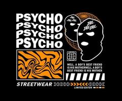 lettre psycho pour la conception de t-shirts streetwear et de style urbain, sweats à capuche, etc. vecteur