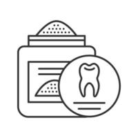 icône linéaire de poudre de dent. illustration de la ligne mince. dentifrice. symbole de contour. dessin de contour isolé de vecteur