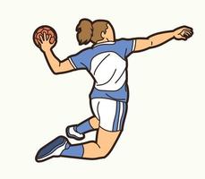handball sport joueuse saut action vecteur