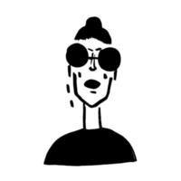 fille forte et confiante dans des lunettes illustration dessinée à la main du concept de visage de femme du féminisme portrait féminin grunge vecteur