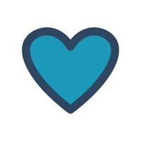 coeur rétro de vecteur. herat bleu avec contour. symbole mignon. aimer. vecteur