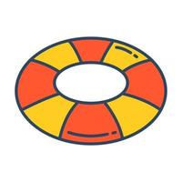 anneau en caoutchouc à rayures vectorielles. anneau gonflable de natation aux couleurs rouges et jaunes. vecteur