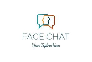 chat carré bulle visage pour commentaire communication podcast logo design vecteur