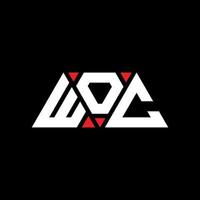 création de logo de lettre triangle woc avec forme de triangle. monogramme de conception de logo triangle woc. modèle de logo vectoriel triangle woc avec couleur rouge. logo triangulaire woc logo simple, élégant et luxueux. woc