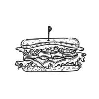 illustration de croquis de sandwich dessiné à la main. sandwich doodle illustration sur fond blanc vecteur