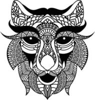 style de tatouage géométrique d'illustration de loup. loup mignon avec mandala. contour pour livre de coloriage vecteur