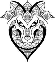 style de tatouage géométrique d'illustration de loup. loup mignon avec mandala. contour pour livre de coloriage vecteur