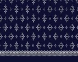 motif de broderie de texture ethnique géométrique avec motif de fond bleu foncé, jupe, papier peint, vêtements, emballage, batik, tissu, feuille, vecteur de formes de triangle blanc, texture d'illustration