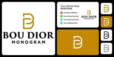 création de logo de luxe lettre bd monogramme avec modèle de carte de visite. vecteur