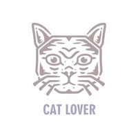 illustration logo amoureux des chats vintage vecteur