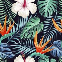 motif floral sans couture avec des feuilles. fond tropical vecteur