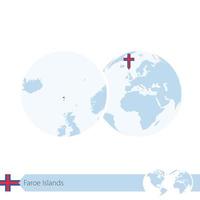 îles féroé sur le globe terrestre avec drapeau et carte régionale des îles féroé. vecteur