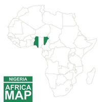 carte profilée de l'afrique avec le nigeria en surbrillance. vecteur