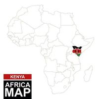 carte profilée de l'afrique avec le kenya en surbrillance. vecteur