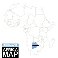 carte profilée de l'afrique avec le botswana en surbrillance. vecteur