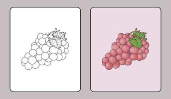 livre de coloriage de raisin ou pages éducatives pour les enfants vecteur