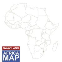 carte profilée de l'afrique avec le swaziland en surbrillance. vecteur