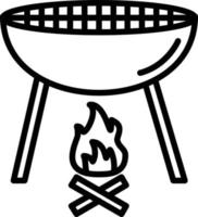 icône de ligne de vecteur de gril de barbecue