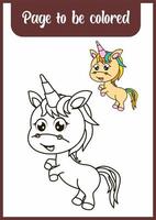 livre de coloriage pour les enfants. Licorne vecteur