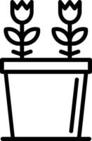 icône de ligne de vecteur de pot de plante