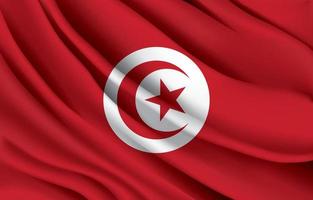 drapeau national tunisie agitant illustration vectorielle réaliste vecteur