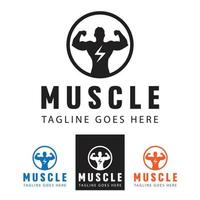 modèle de logo musculaire pour centre de fitness vecteur