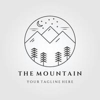 dessin au trait, icône et symbole du logo de la montagne, avec illustration vectorielle emblème vecteur