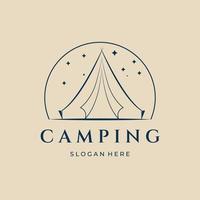 logo, icône et symbole d'art en ligne de camping, avec illustration vectorielle emblème vecteur