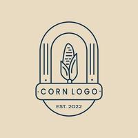 logo linéaire de maïs, icône et symbole, ferme, avec illustration vectorielle emblème