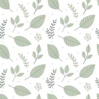 joli motif harmonieux de feuilles vertes simples et de brindilles. vecteur