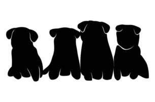 silhouettes de chiens jouant ensemble vecteur