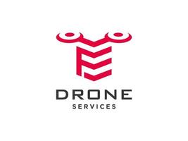 icône de vecteur de modèle de logo de drone lettre f. vecteur de drone de photographie. icône de vecteur d'hélicoptère quad