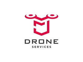 icône de vecteur de modèle de logo de drone lettre j. vecteur de drone de photographie. icône de vecteur d'hélicoptère quad