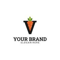 création de logo lettre v carotte vecteur