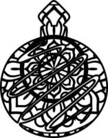 L'icône de modèle de mandala de boule de Noël vecteur