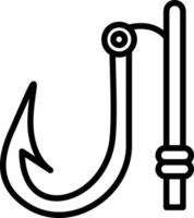 icône de ligne de vecteur de crochet de pêche