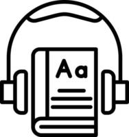 icône de ligne de vecteur de livre audio