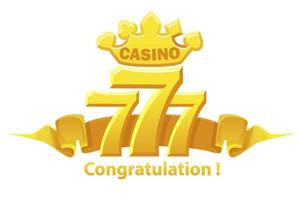 félicitations 777 machines à sous, signe de jackpot, emblème de jeu d'or pour les jeux d'interface utilisateur. vecteur