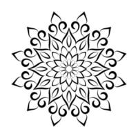 motif de fleurs de mandala avec art de contour floral noir et blanc indien de style ethnique arabe vecteur