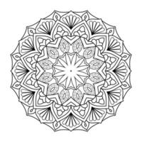 motif de fleurs de mandala avec art de contour floral noir et blanc indien de style ethnique arabe vecteur