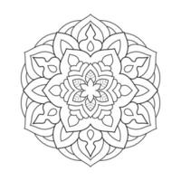 motif de fleurs de mandala avec art de contour floral noir et blanc indien de style ethnique arabe vecteur