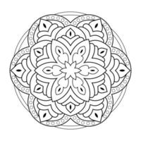 motif de fleurs de mandala avec art de contour floral noir et blanc indien de style ethnique arabe vecteur