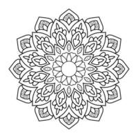 motif de fleurs de mandala avec art de contour floral noir et blanc indien de style ethnique arabe vecteur