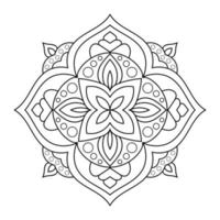 motif de fleurs de mandala avec art de contour floral noir et blanc indien de style ethnique arabe vecteur