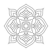 motif de fleurs de mandala avec art de contour floral noir et blanc indien de style ethnique arabe vecteur