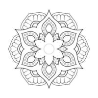 motif de fleurs de mandala avec art de contour floral noir et blanc indien de style ethnique arabe vecteur