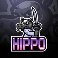 conception de mascotte de logo hippopotame esport vecteur