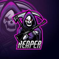 conception de mascotte de logo esport faucheuse vecteur