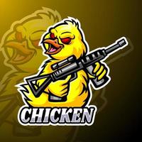 conception de mascotte de logo de poulet esport vecteur